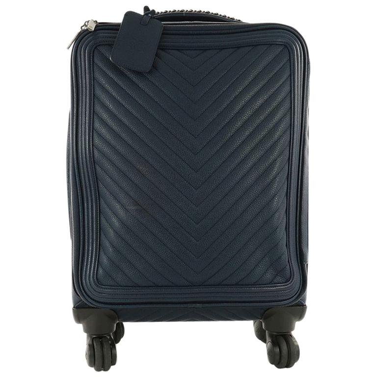 Chanel Black Leather Chevron Coco Case Carry On