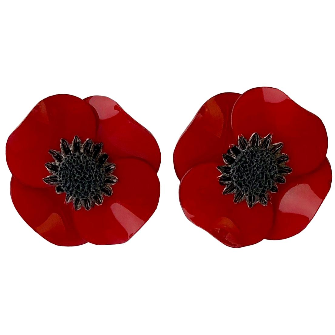 Dramatic Red Poppy Statement Earrings 