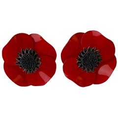 Dramatic Red Poppy Statement Earrings
