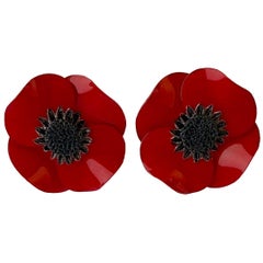 Dramatic Red Poppy Statement Earrings 