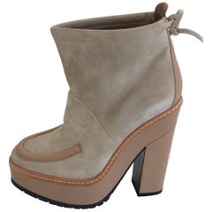 Hermes Beige Suede Platform Booties, Size 35 (US 5)