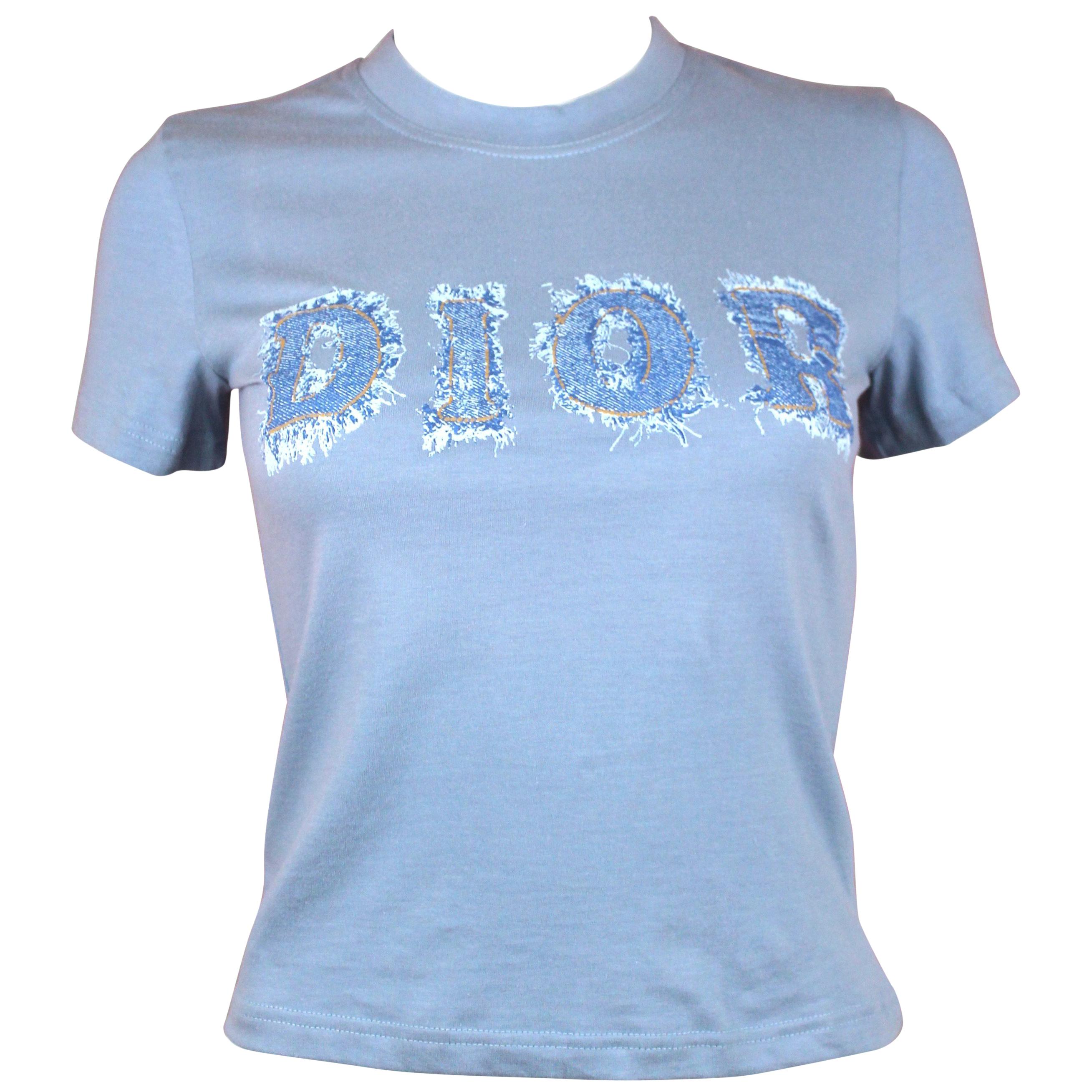 Christian Dior Denim Trompe L'oeil Cotton T-Shirt, c. 2000's, Size US 4