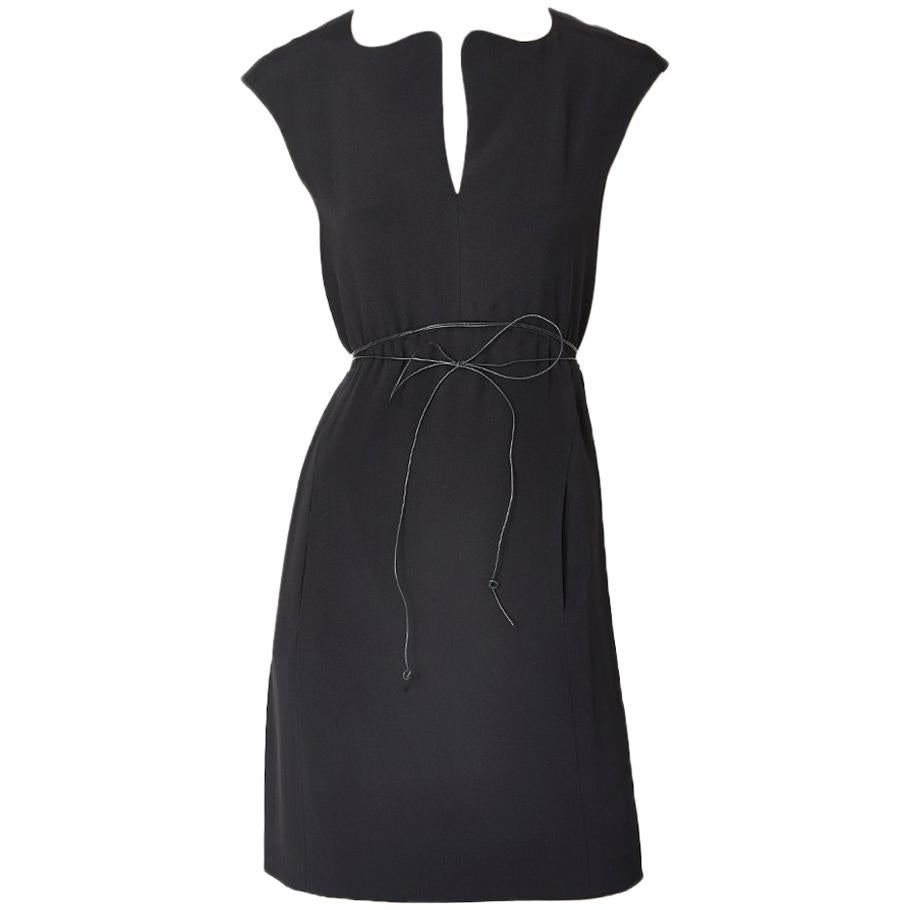 Geoffrey Beene Crepe Dress with Patent String Belt For Sale