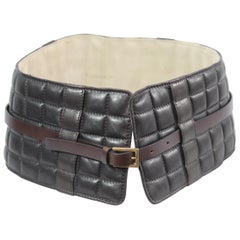 Chanel Wide Brown Leather Belt / Corset. Size 80-85
