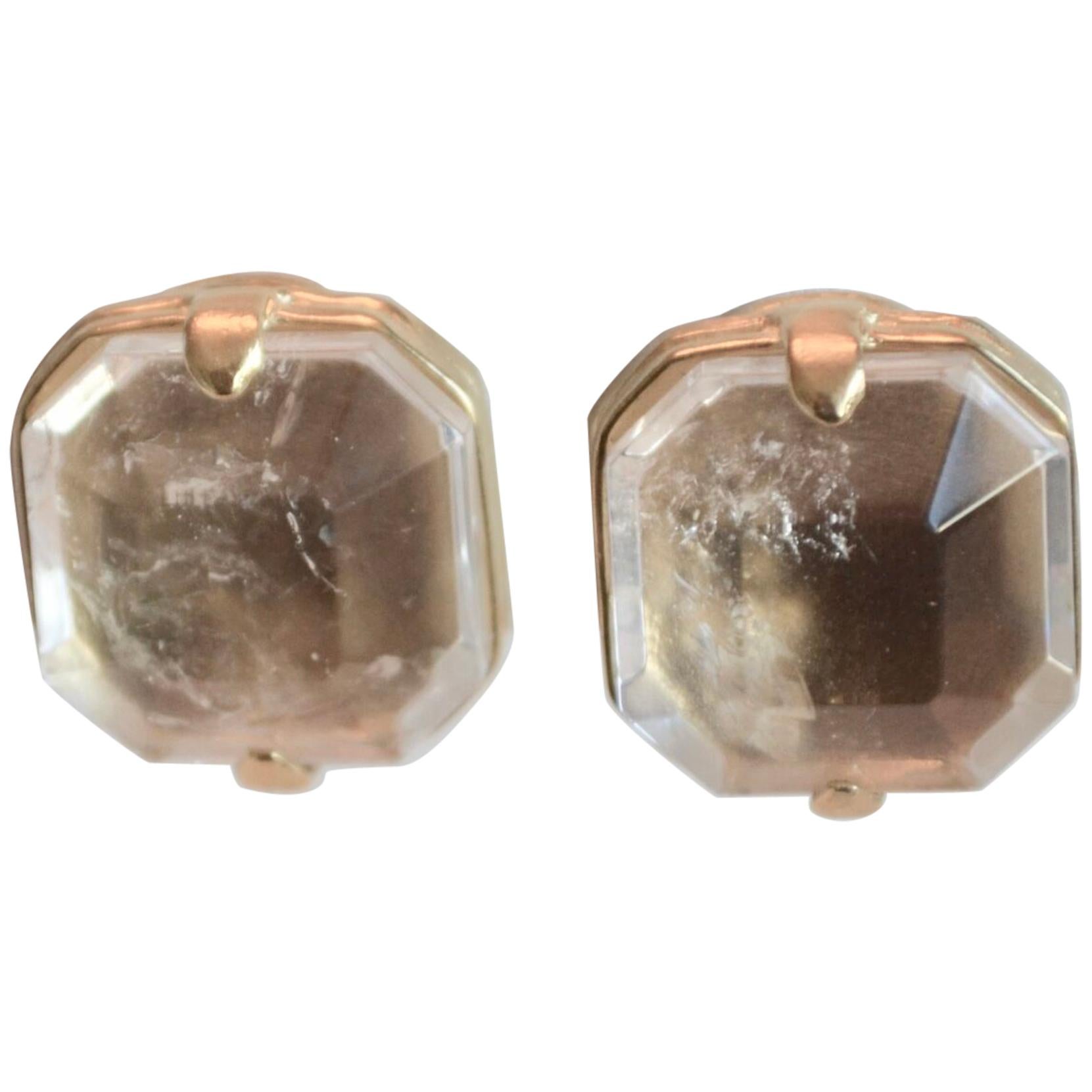 Goossens Paris clear rock crystal clip earrings 
