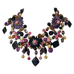 Francoise Montague Collar de Flecos Único Morado, Rosa y Negro