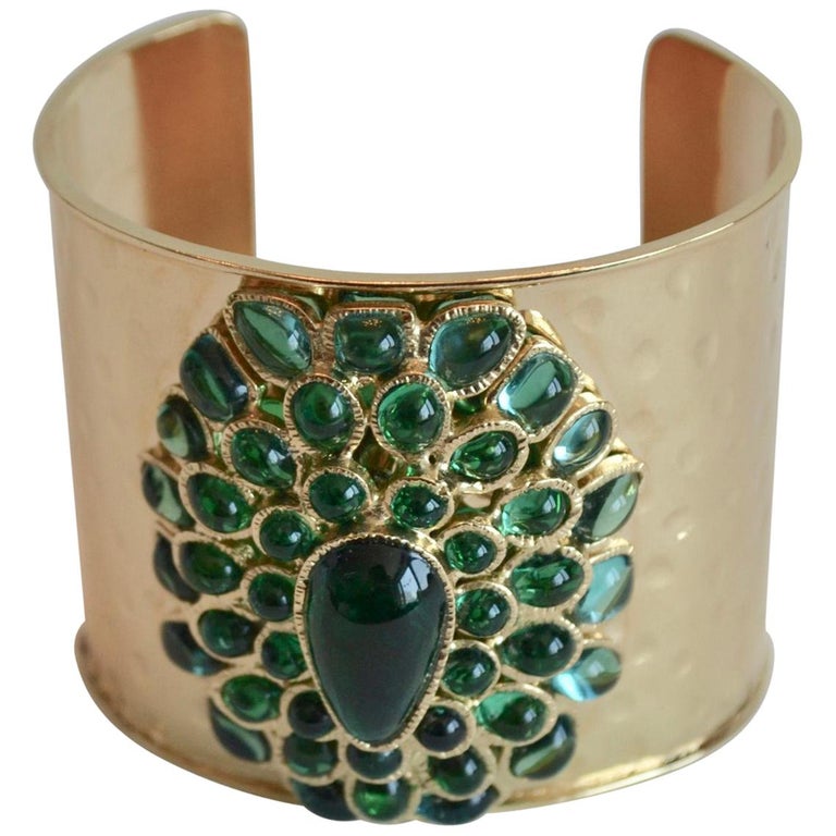 Gripoix Paris Green Jaipur Cuff Bracelet For Sale at 1stDibs