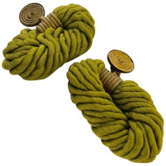 Bold Contemporary Premiere Etage Paris Woven Green Statement Earrings