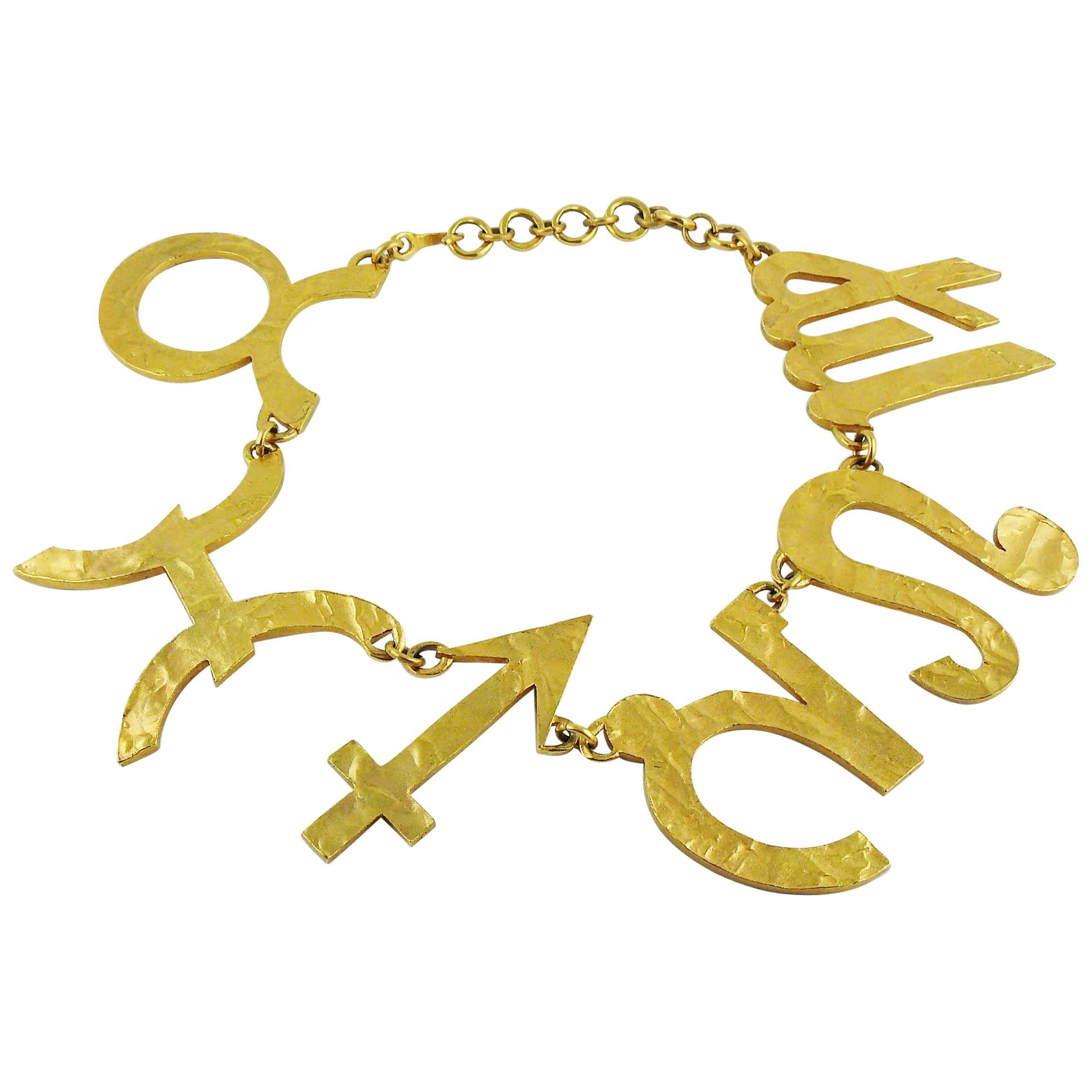 Biche De Bere Vintage Massive Zodiac Hammered Bib Necklace Limited Edition For Sale At 1stdibs Biche De Bere Jewelry Debere Limited