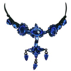 Jean Paul Gaultier Vintage Electric Blue Crystal Necklace