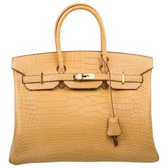 Hermès Yellow Maise Matte Porosus Crocodile Birkin 35cm