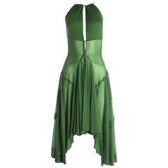 Azzedine Alaia green pleated backless summer dress, c. 2000-2009