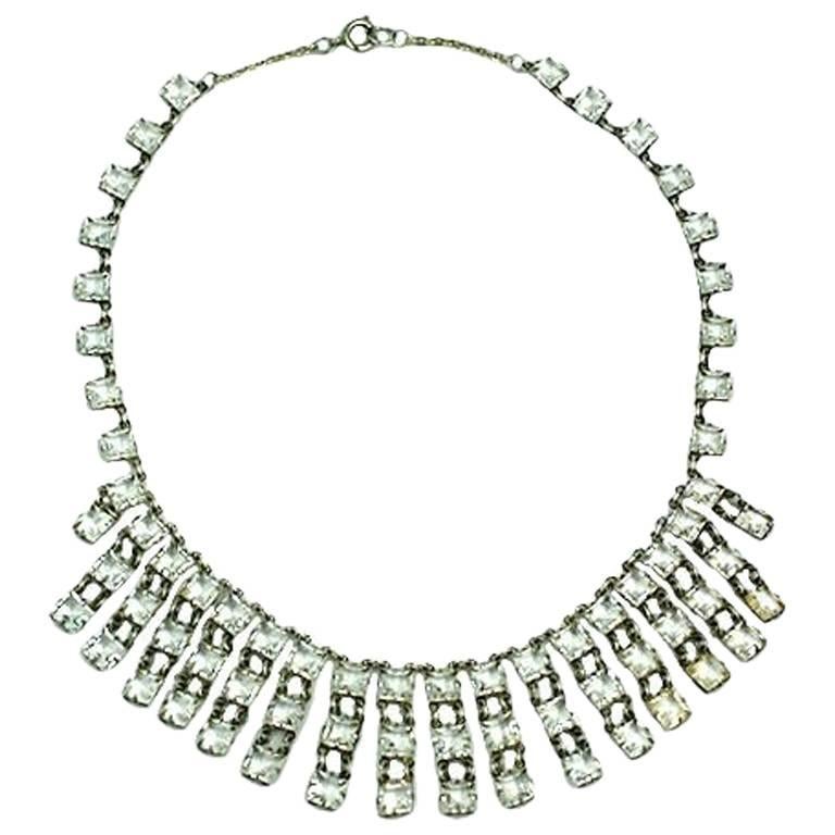 Art Deco Kristall-Fransen-Halskette im Angebot