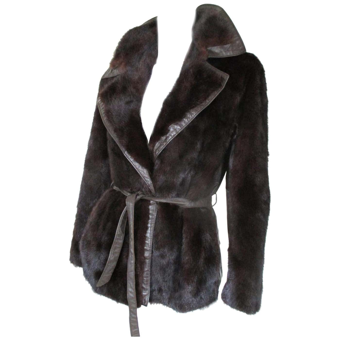 Belted Mink Fur Jacket with Leather details at 1stDibs