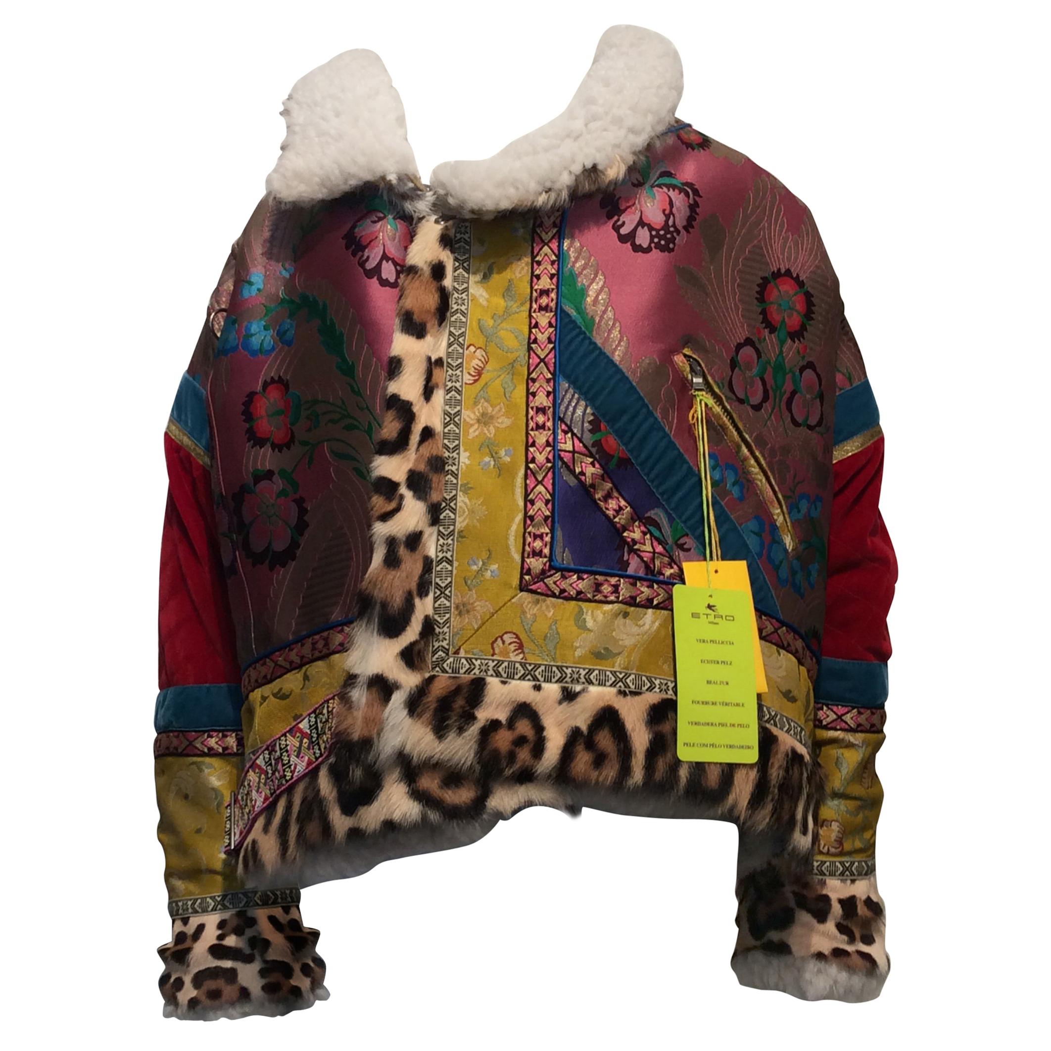 Etro Sherpa and Real Fur Patchwork Jacket  For Sale