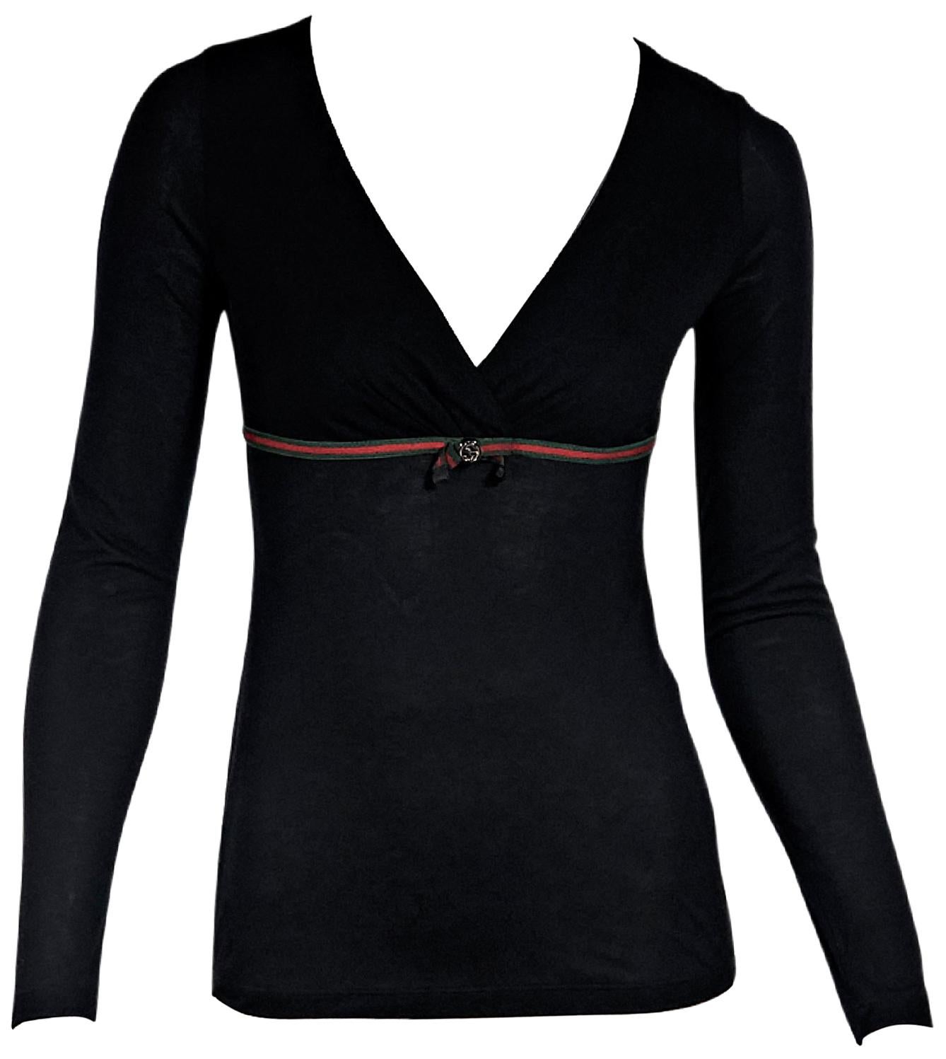 Gucci Black Jersey Knit Long-Sleeve Top