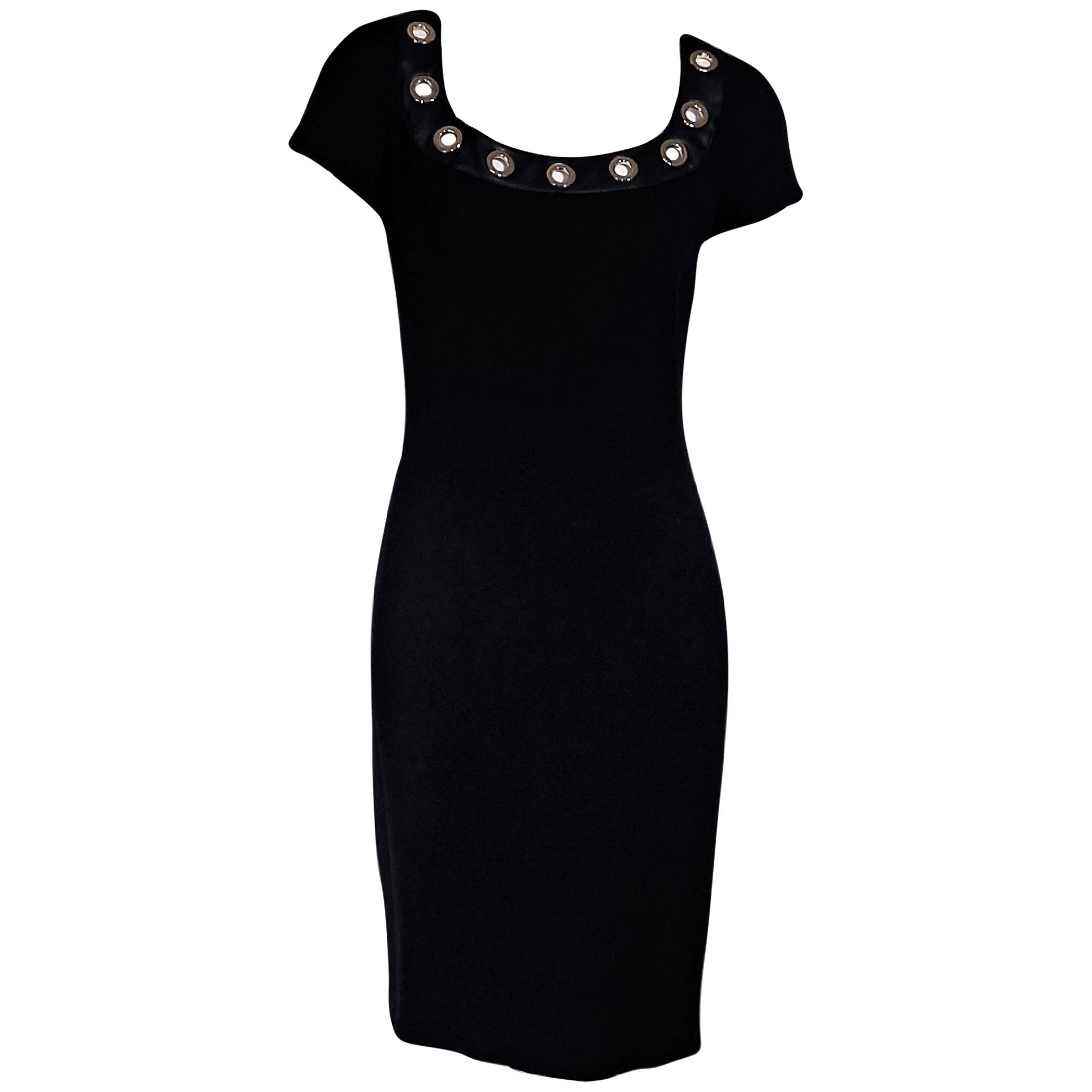 Black Moschino Boutique Short-Sleeve Sheath Dress