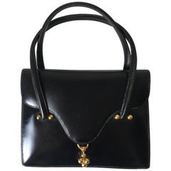 Hermès Vintage Black Box Leather Sac Cordeau Bag