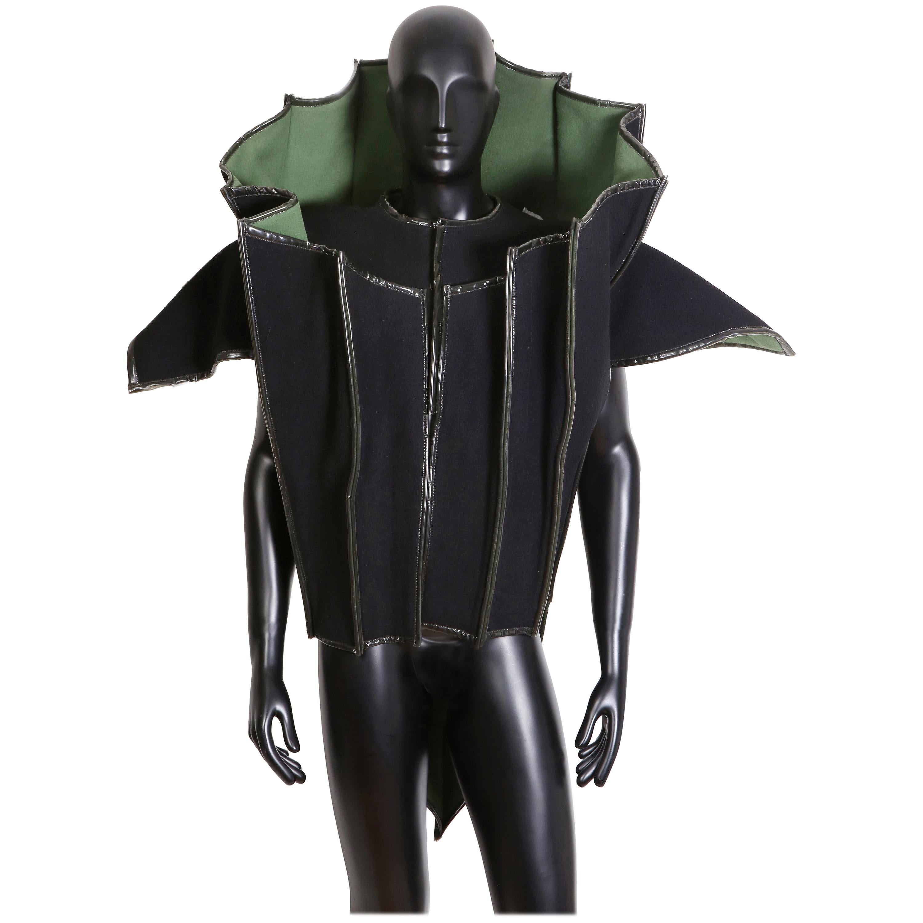 Paco Rabanne Couture Black and Green Architectural and Structured Jacket