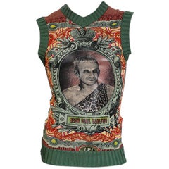 Jean Paul Gaultier Tattoo Mesh Tank with Ribbed Knit Trims, circa 1990s