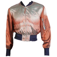 Vintage Jean Paul Gaultier Olive and Rust Graphic Print Satin Bomber Jacket, circa 1990s