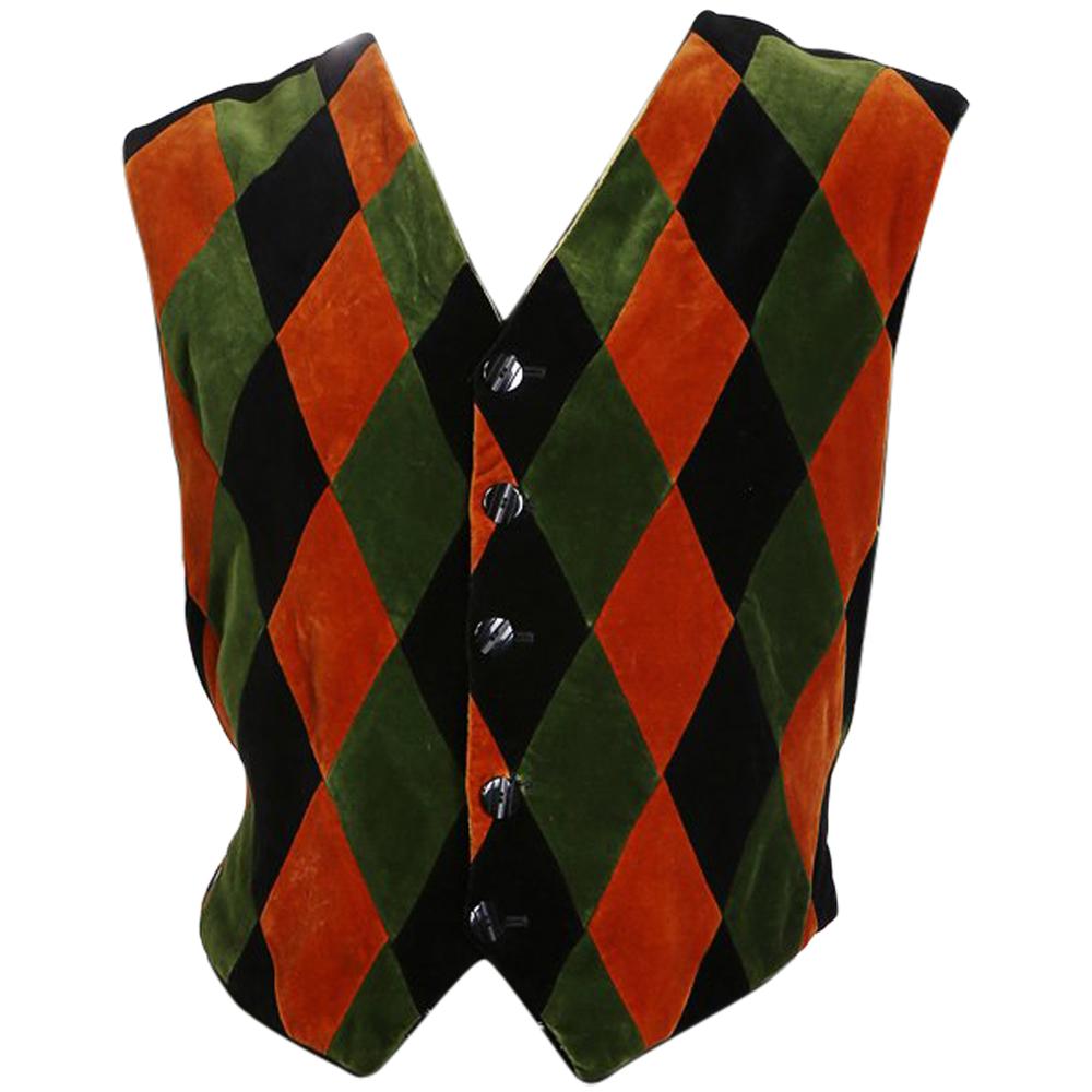 Jean Paul Gaultier Velvet Harlequin Vest, circa 1990s