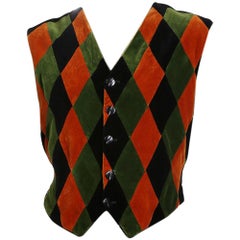 Retro Jean Paul Gaultier Velvet Harlequin Vest, circa 1990s