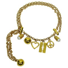 Moschino Vintage Iconic Charm Tiered Belt Necklace