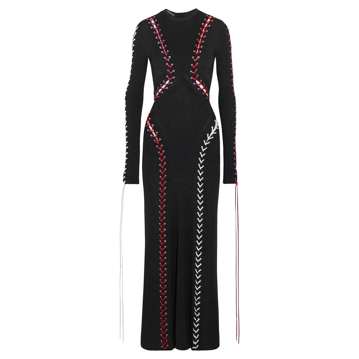 Alexander McQueen Whipstitched Ribbed Knit Maxi Dress