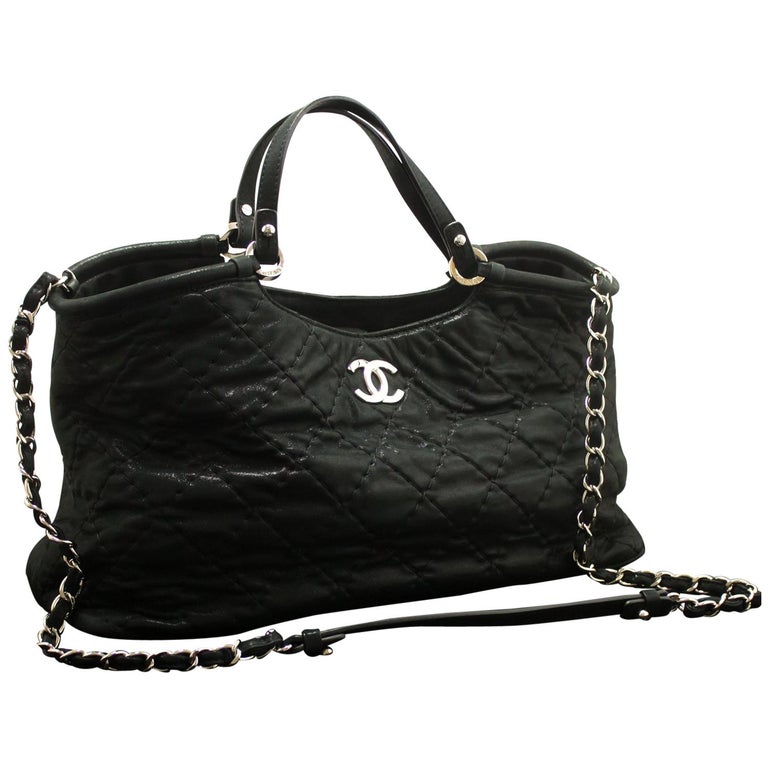 CHANEL 2 Way 2012 Chain Shoulder Bag Handbag Black Quilted Coated at