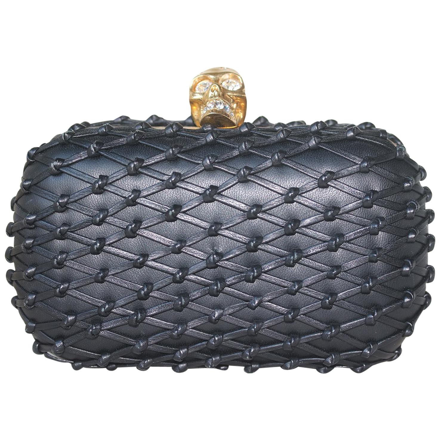 Alexander McQueen Leather Knotted Lattice Box Clutch