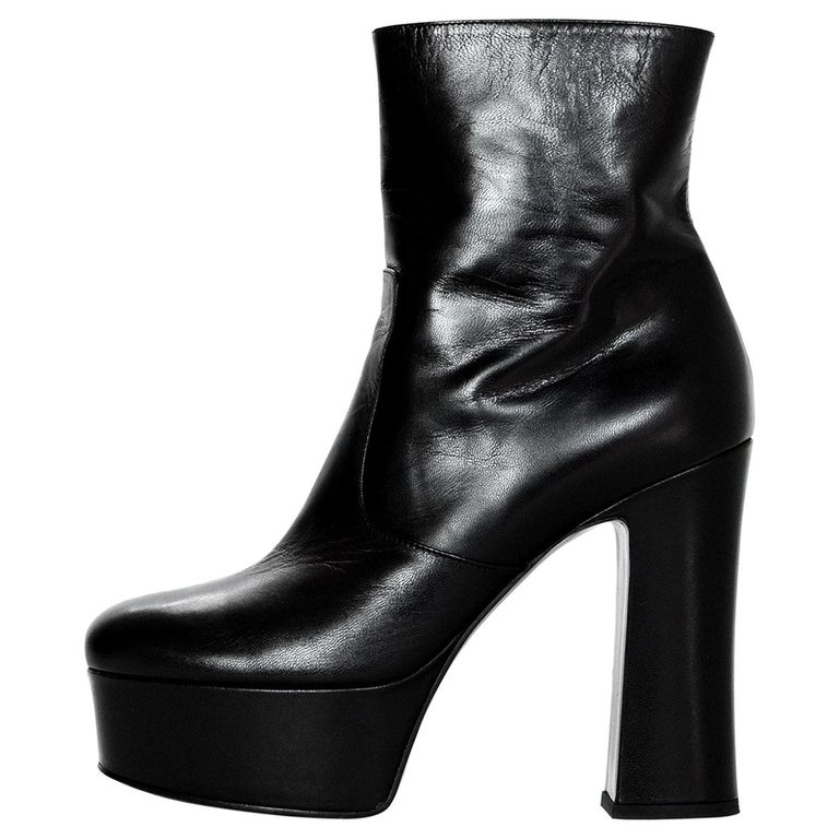 Saint Laurent Black Leather Candy 80 Platform Boots Sz 39 Rt 1 095 For Sale At 1stdibs