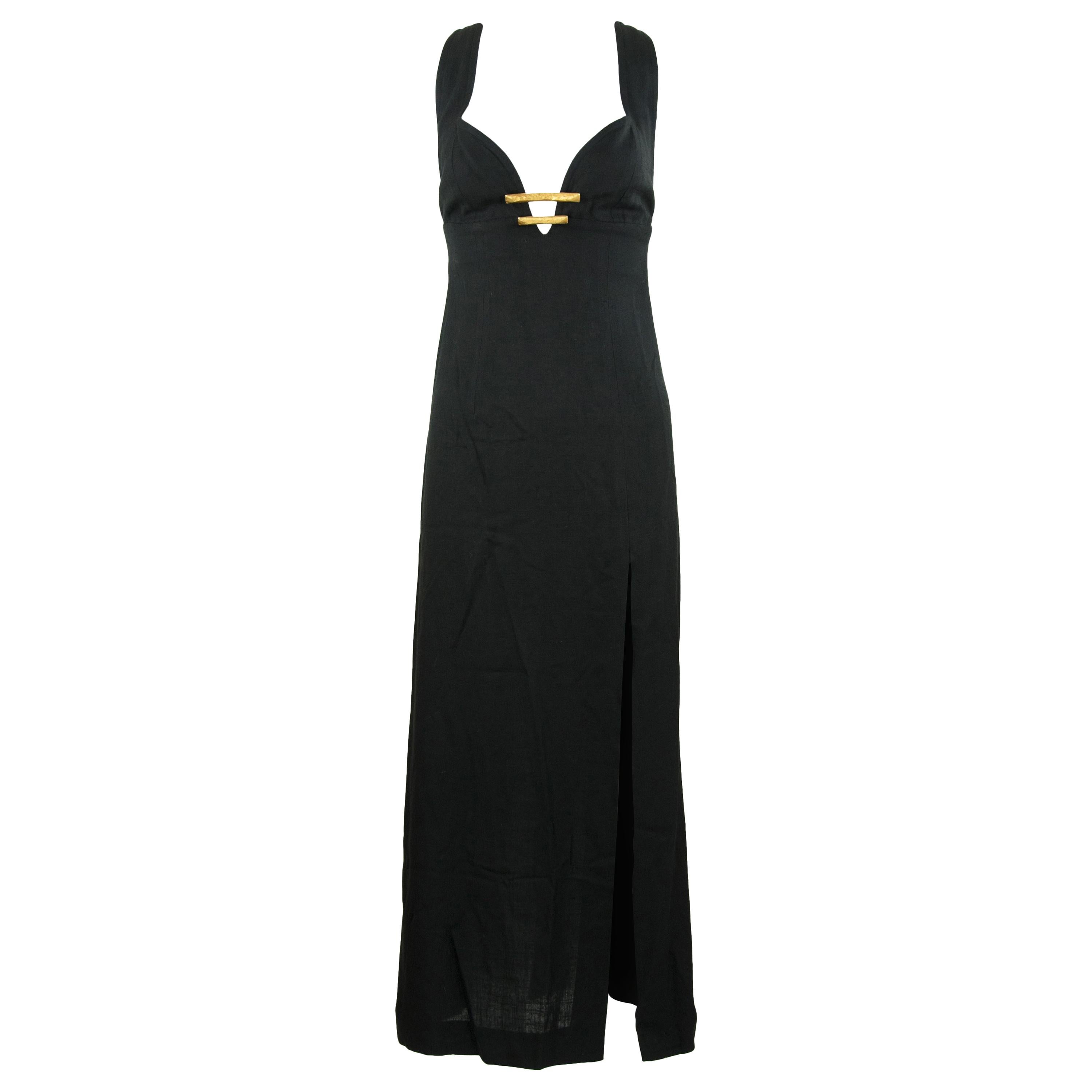 Christian Lacroix Black Dress with Gold Hardware - Size FR 38 For Sale