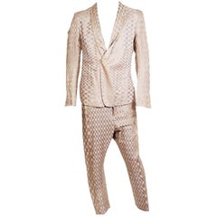 ackerman suits Haider Ackerman Suit with Oscillating Checkered Pattern in Gold and Grey