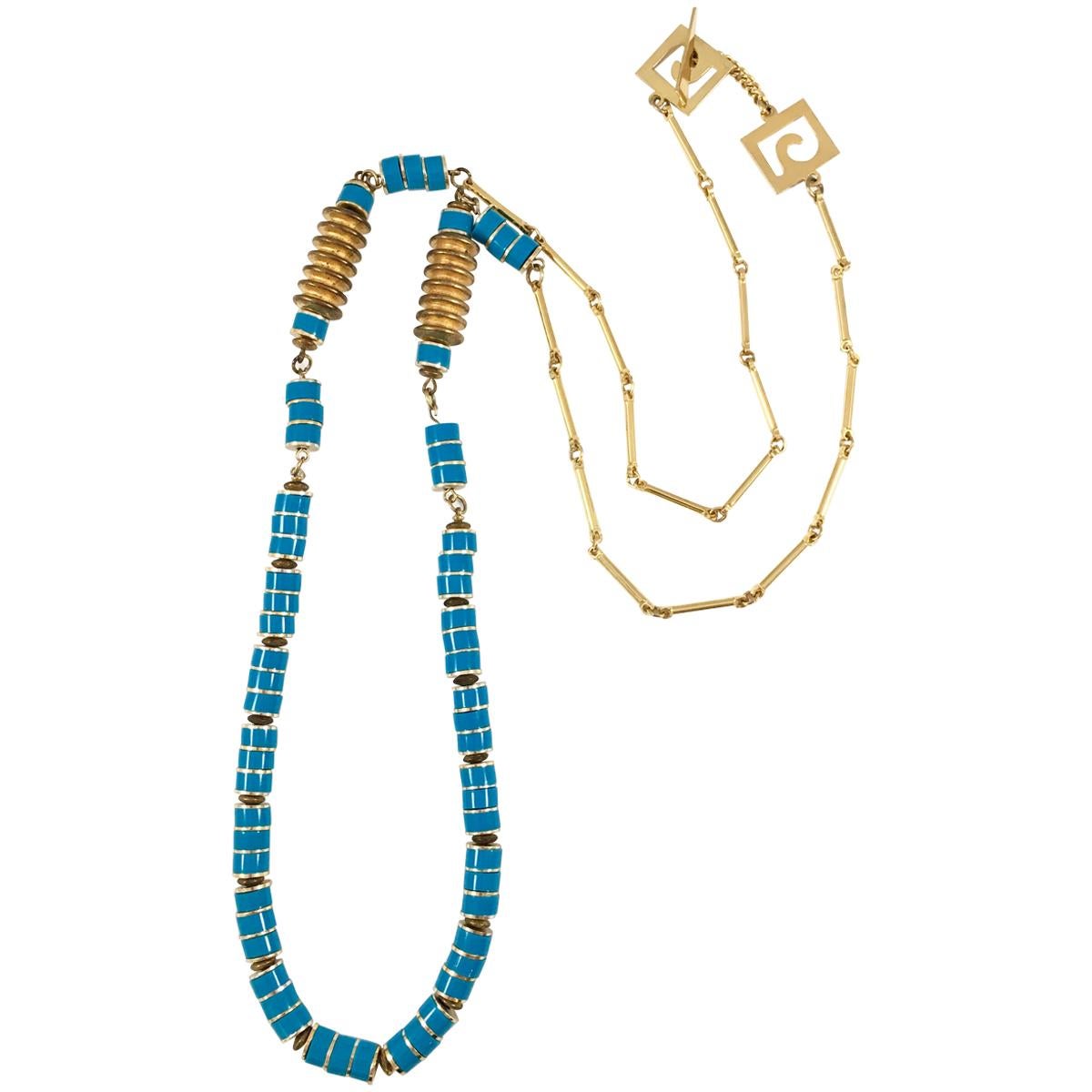 Pierre Cardin Turquoise Colored Beaded Necklace, 1970s