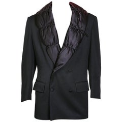 Jean Paul Gaultier Smoking Jacket with Quilted Down Satin Puffer Lapel, c 1990s