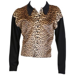 Retro Jean Paul Gaultier Faux Leopard Snap Front Collared Cardigan, circa 1990s