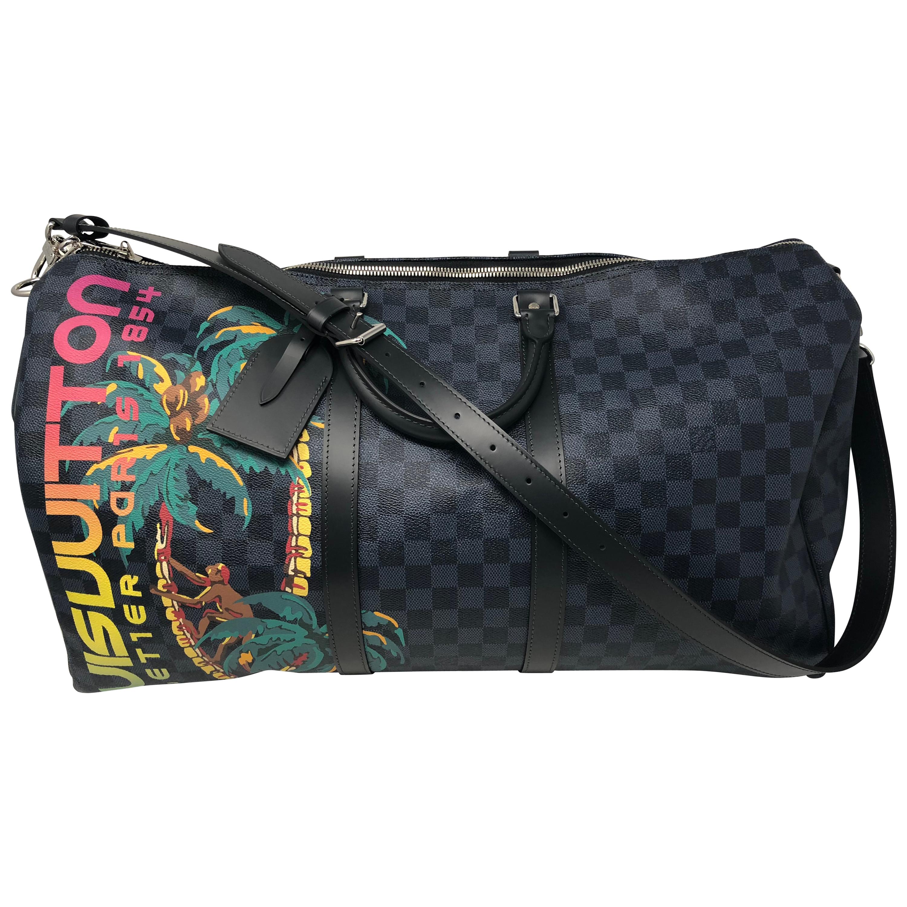 Preloved Louis Vuitton Keepall 45 Damier Cobalt Limited Edition Jungle  Bandolier Bag AA1138 011123