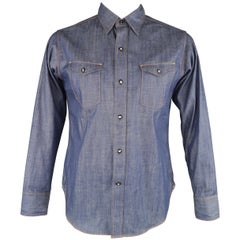 45rpm Size L Indigo Contrast Stitch Cotton Long Sleeve Western Shirt