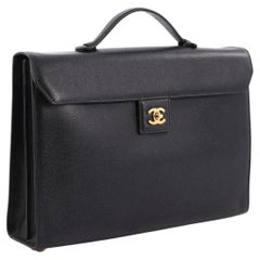 Chanel 1997 Rare Retro Caviar Flap Executive CC Briefcase Portfolio Laptop 