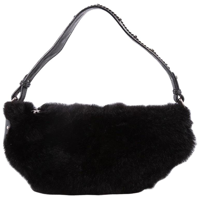 Chanel Outdoor Ligne Hobo Fur with Leather Medium