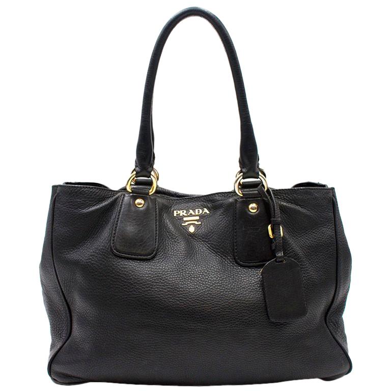 Prada Black Soft Leather Tote Bag For Sale at 1stDibs | prada soft leather  shoulder bag, black soft leather handbags, black soft leather handbag