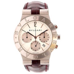 Bulgari stainless steel Diagono White dial automatic wristwatch 