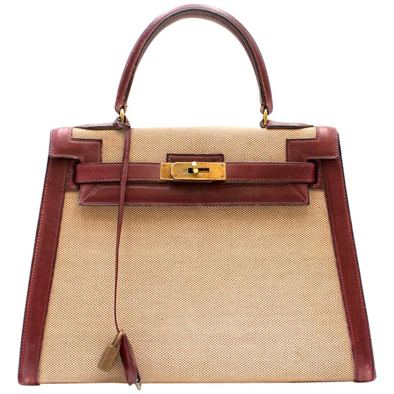 hermes canvas and leather bag