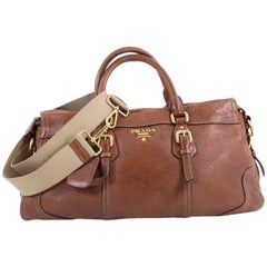 Prada Convertible Belted Satchel Cervo Antik Leather East West