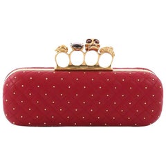 Alexander McQueen Knuckle Box Clutch Studded Quilted Leather Long