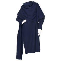 A 1980 Vintage Draped Yohji Yamamoto Y
S Midnight Blue Wool Dress