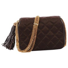 Chanel Vintage Tassel Flap Bag Quilted Satin Small