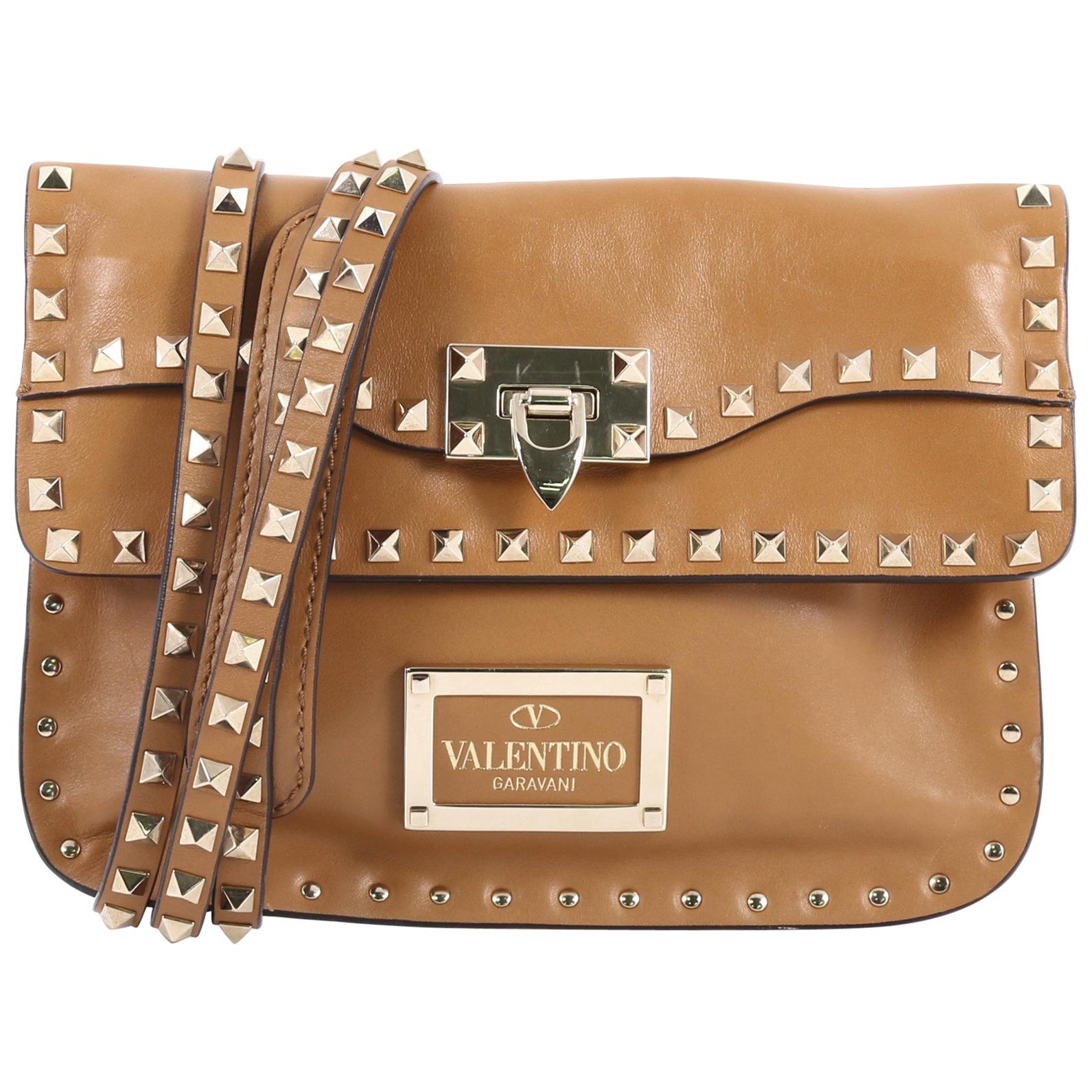 Valentino Rockstud Foldover Convertible Shoulder Bag Leather