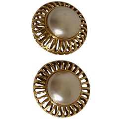 Chanel Gold Tone Antique Earrings